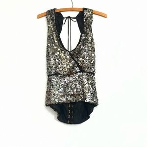 Cecilia De Bucourt Hand Embroidered Metal Sequin Top